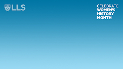 Blue zoom background for women's history month for Loyola Law School